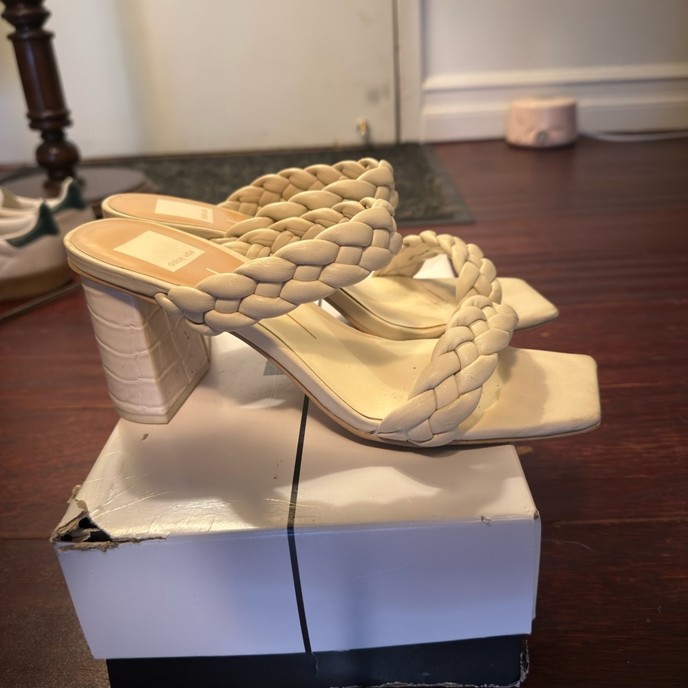 Dolce Vita Cream Braided Heels - Picture 2 of 5